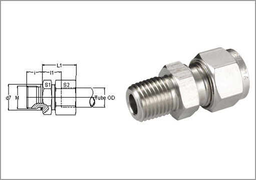 Flareless Male Connector With Elastomeric Seal Exporter